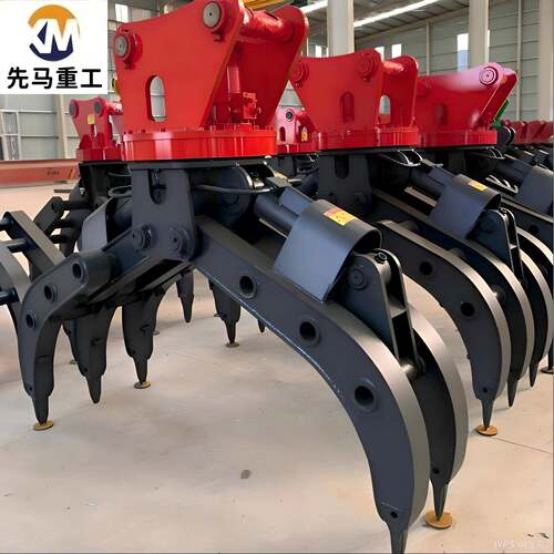 抓废钢废铁60度液压旋转夹抓举石木材双缸抓钢机挖掘机安装爪子