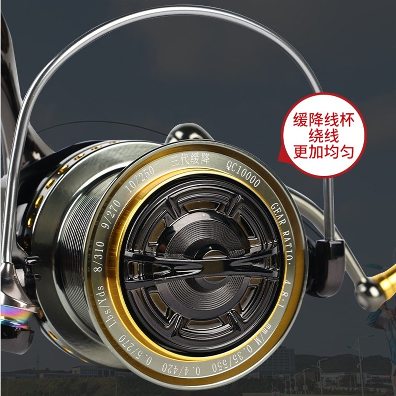 松飞3代全金属防海水10000型19轴12000纺车轮斜口线杯锚鱼远投轮