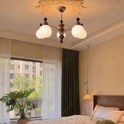 法式中古风客厅吊灯美式复古实木高级感餐厅2025新款全屋中山灯具