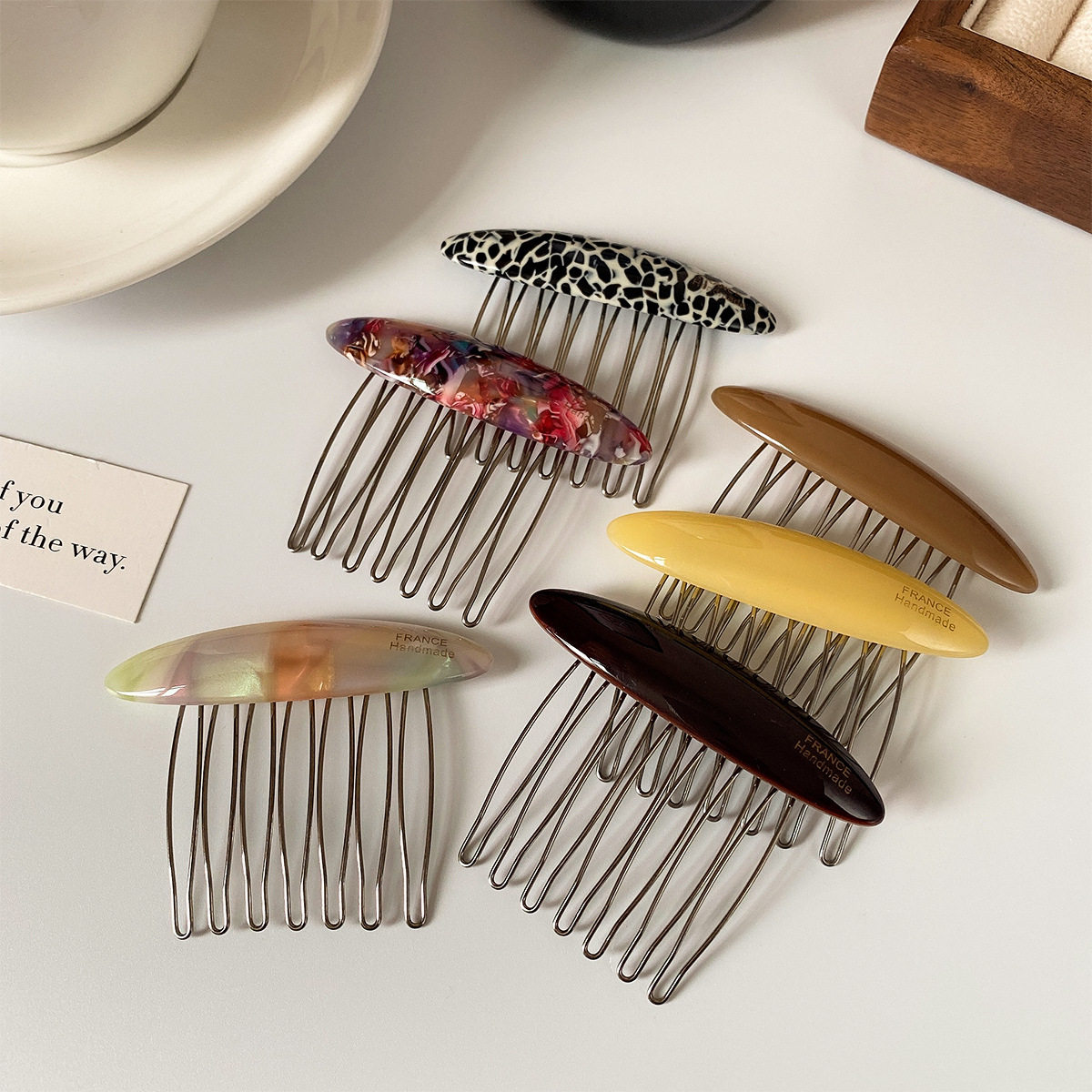 感醋酸碎发整理固定女后脑勺盘发插梳简约气质发卡子头饰