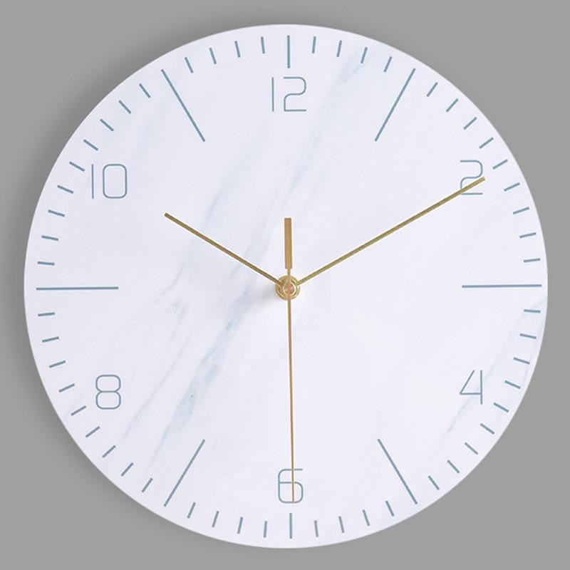 北欧简约大理石纹轻奢挂钟现代简约时H钟艺术创意客厅时尚静音钟