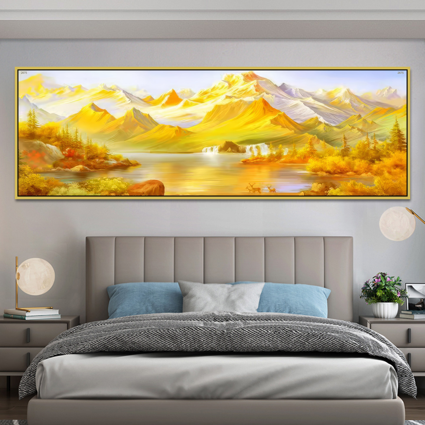 自粘贴画背靠金山卧室床头装饰画墙贴背景墙房间壁画挂画墙壁贴纸