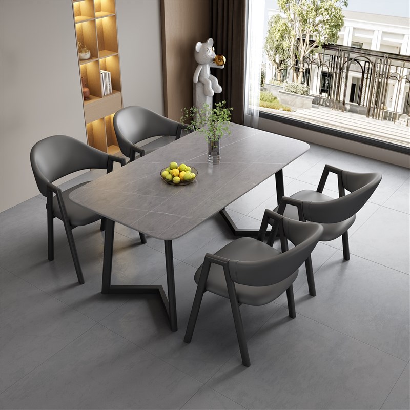 洽谈轻奢岩板桌椅组合接s待小型会议长桌店铺会客桌休闲小户型餐