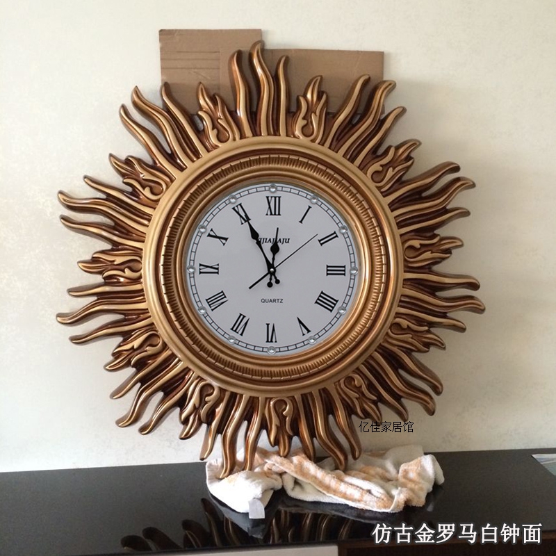 欧式钟表客厅挂钟太阳挂钟t静音壁钟客厅园田挂钟装饰挂钟客厅大