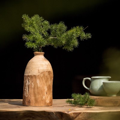 实木花瓶木制插干花香薰客u厅田园新中式侘寂民宿日式创意居家摆