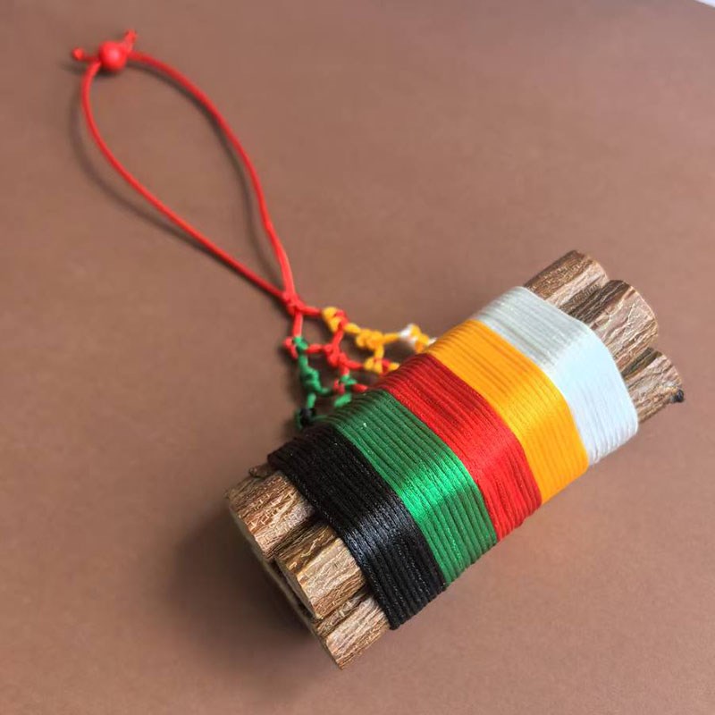 老桃树枝七根东南桃木枝五色五彩绳五行7支桃木棍宝宝压惊孕妇