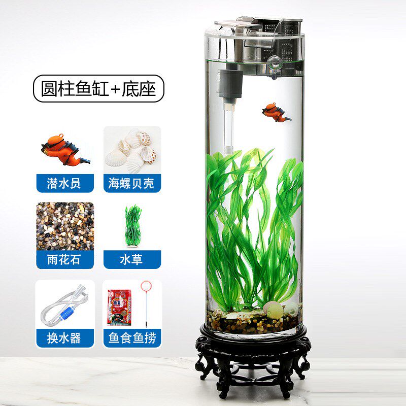 超白加厚玻璃鱼缸客厅电视柜桌面小型生态免换水造景60厘米80厘米