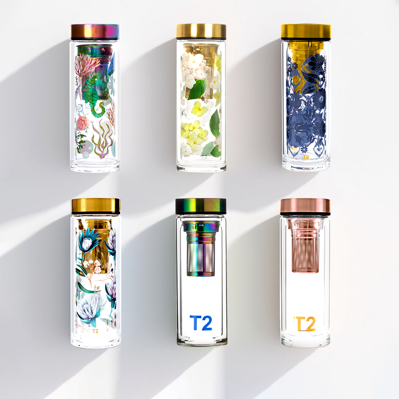 T2双层高端玻璃保温杯茶水分离