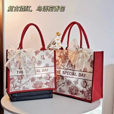 伴手礼女伴娘手提袋子结婚单品送人实用手腕包手提礼盒帆布包