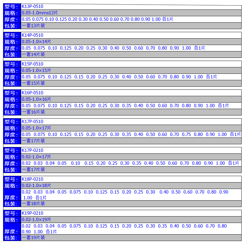 国标塑料塑胶塞尺塑料厚薄规间隙尺塑胶塞规PVC塞片厚度0.02-4mm