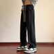 百搭款 维路雅春秋灰色条纹阔腿卫裤 男潮牌宽松垂感保暖运动休闲裤