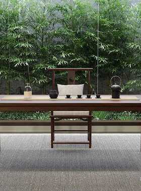新中式书桌老榆木书画桌泡茶桌椅组合实木客厅书桌写字台毛笔桌子