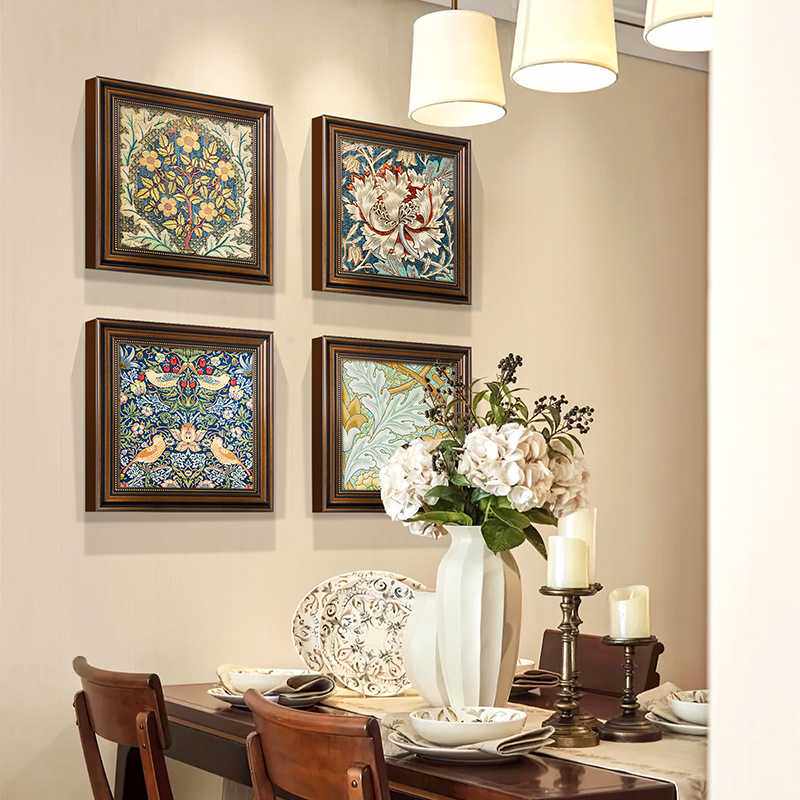 美克美家美式餐厅装饰画饭厅挂画复古抽象艺术壁画玄关欧式卧室床