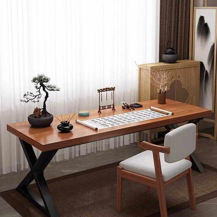书法桌毛笔书画专用桌新中式案台胡桃木色国学桌简易办公书房书桌