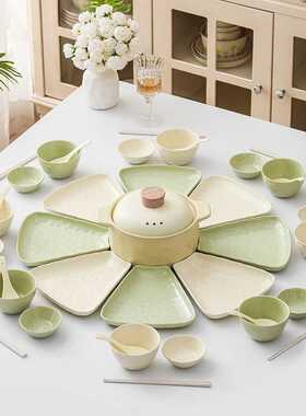 奶油风陶瓷拼盘餐具组合套装小清新碗盘碗碟家用年夜饭团圆菜盘子