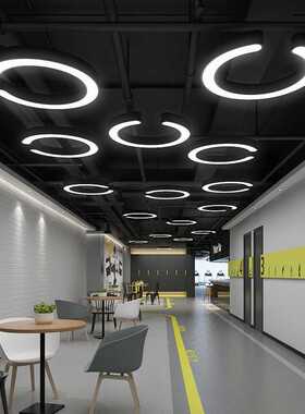 创意个性造型灯具led办公室健身房网咖店铺商场吧台C形工业风吊灯