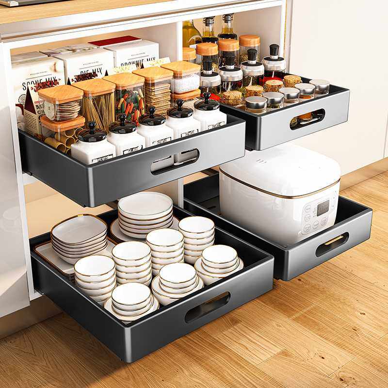 橱柜内抽屉置物架厨房拉篮免打孔轨道抽拉式调料餐具杯碗碟收纳盒,鲜花速递/花卉仿真/绿植园艺,其它园艺用品,淘宝优惠券,粉丝福利购,淘宝优惠卷
