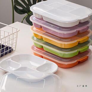 A5密胺学生配餐饭盒食堂PP可微波五格便当盒带盖分格餐盒快餐饭盘