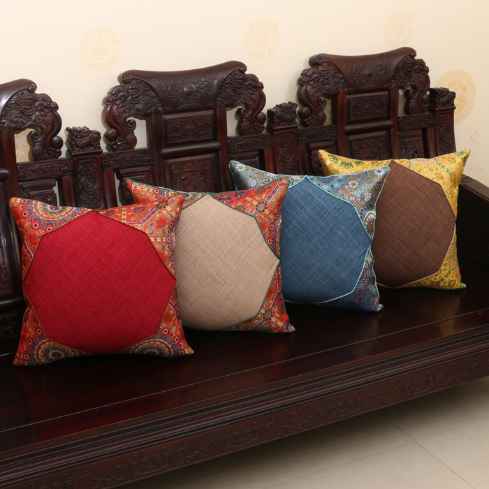 艺必旭 中式沙发田园云锦亚麻靠垫靠背 抱枕办公室靠枕套创意靠包