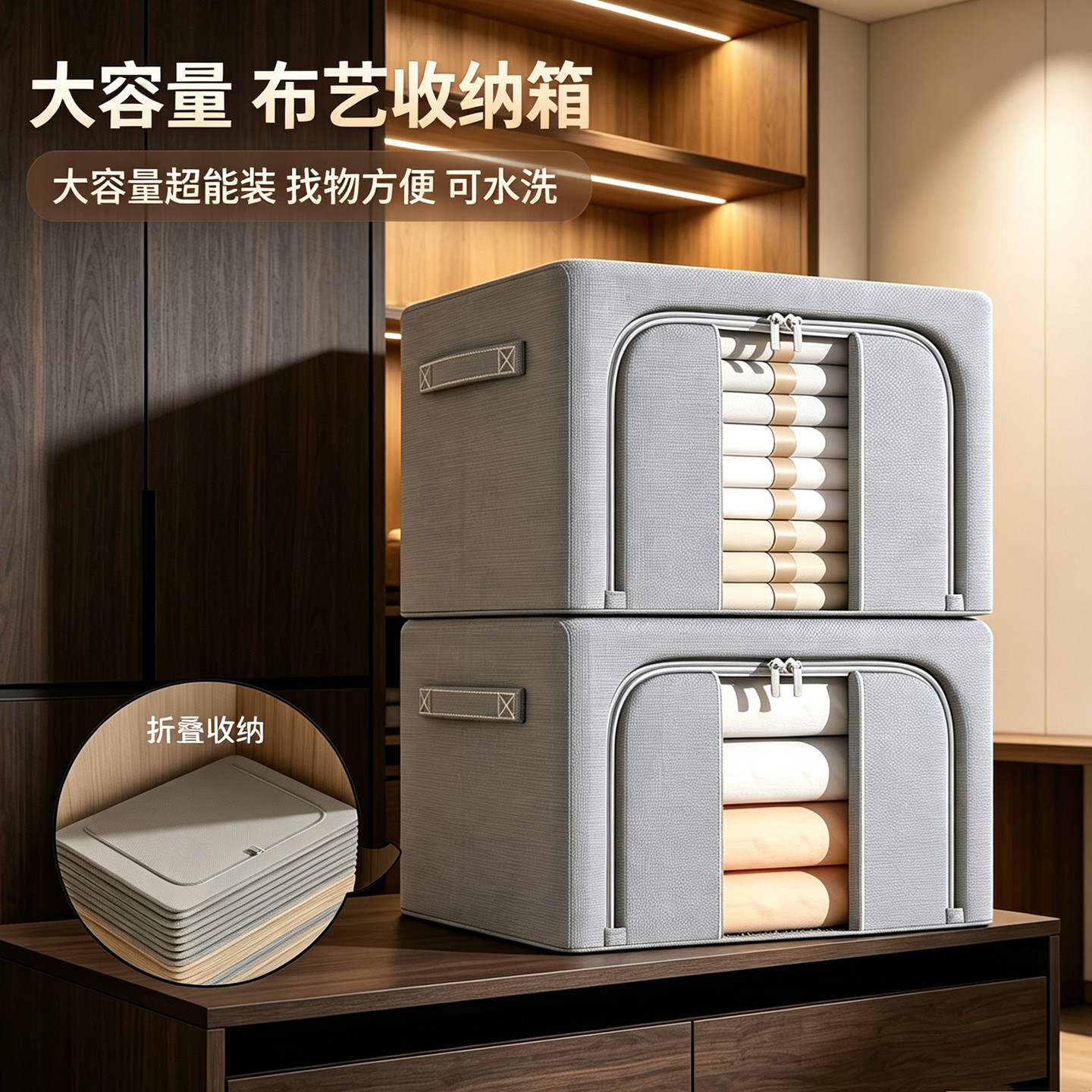 【大容量布艺收纳箱】棉被子整理