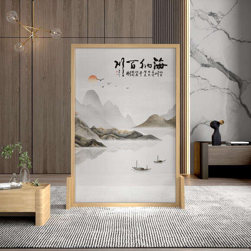 实木中式屏风烤漆隔断客厅简约意境玄关榫卯卧室遮挡家用移动座屏
