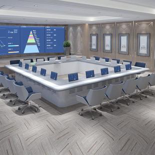 烤漆大型会议室无纸化会议桌长条桌智能桌面升降器显示屏