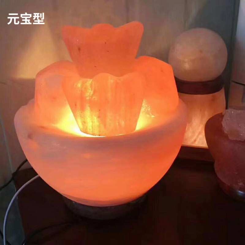 水晶盐灯 喜马拉雅水晶玫瑰盐矿石灯小夜灯床头灯 多形状聚宝盆灯