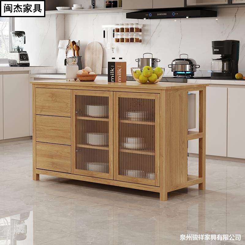实木餐边柜客厅新中式家用置物实木中岛台备餐储物厨房橱柜收纳柜