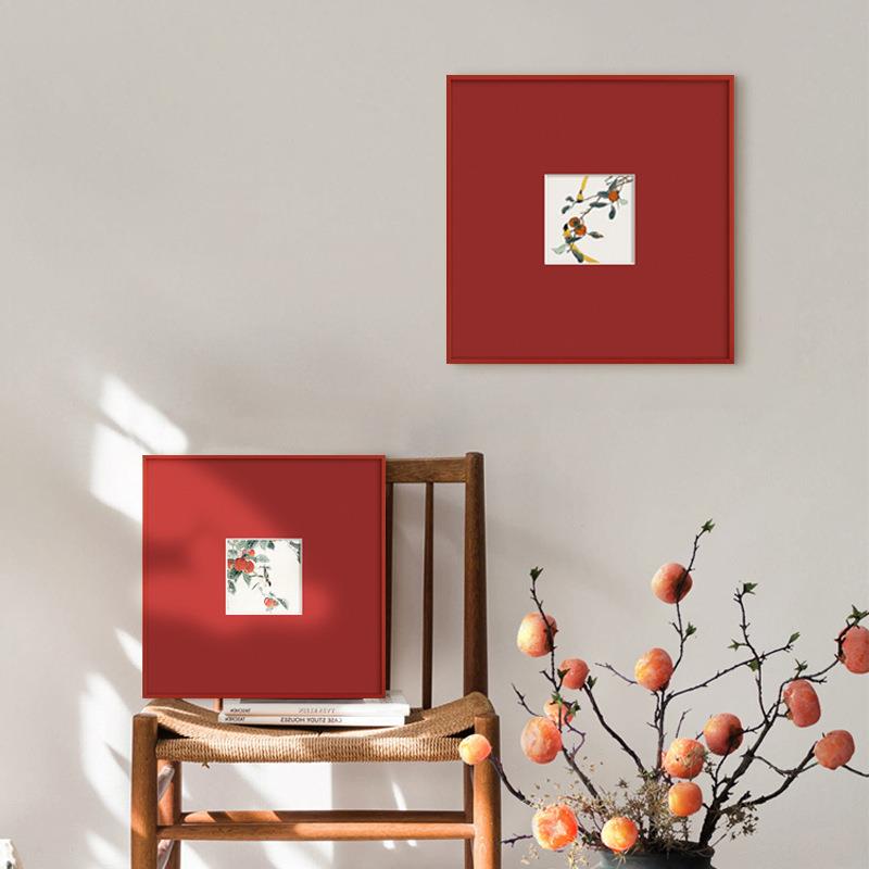 事事大吉花鸟画现代法式中国风客厅装饰画新中式餐厅卧室红色挂画
