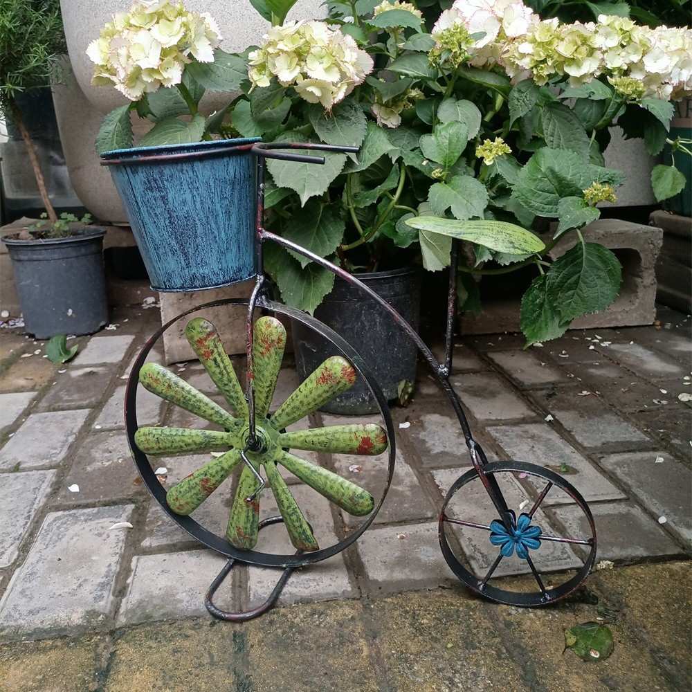 外贸原单美式小自行车花架欧式庭院阳台花架客厅微景观花器降价
