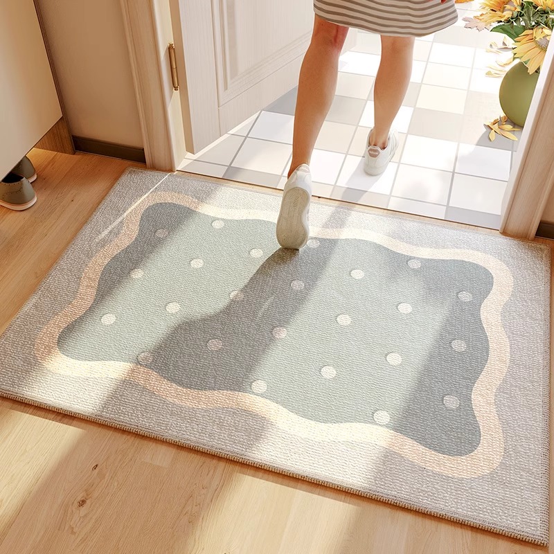 2023新款奶油风入户门地垫黄色地毯防滑耐脏门口进门垫子脚垫家用