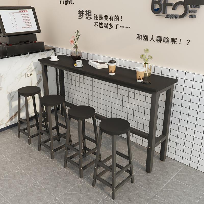 奶茶店吧台桌咖啡厅餐厅靠墙高脚桌酒吧铁艺吧台桌椅家用客厅桌子