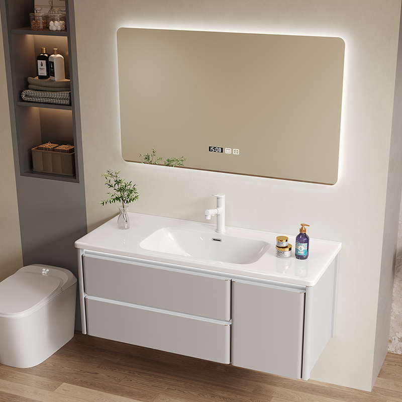 蜂窝铝奶油风浴室柜组合