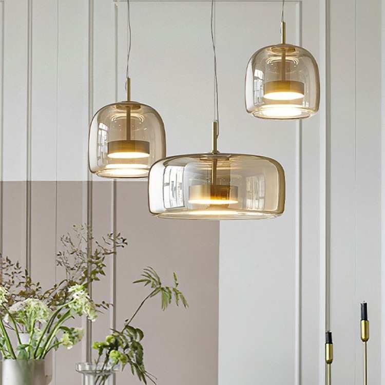 北欧餐厅单头吊灯简约现代轻奢吧台咖啡厅样板间床头玻璃艺术灯具