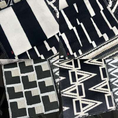 门幅140cm绒布仿割绒黑白条纹绒布沙发布黑白几何绒布抱枕布软装