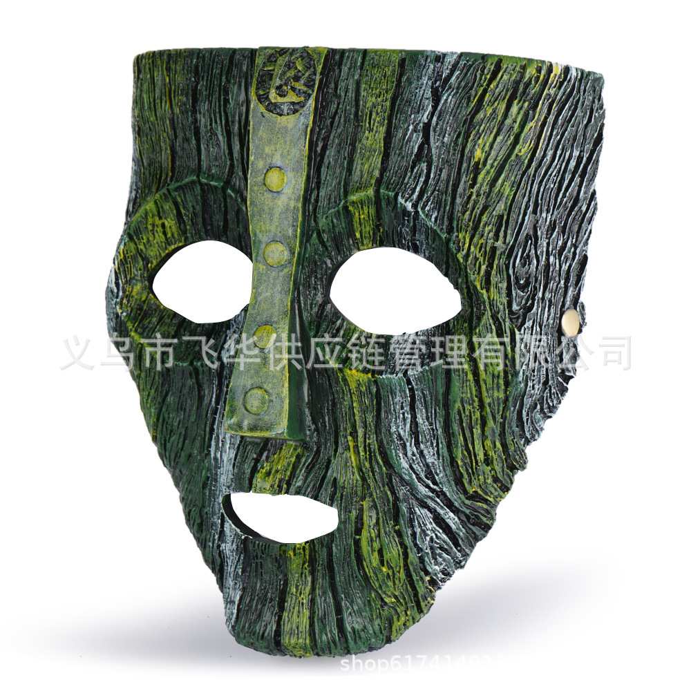 跨境变相怪杰电影主题摆件绿色树皮树脂面具万圣节化妆舞会派对
