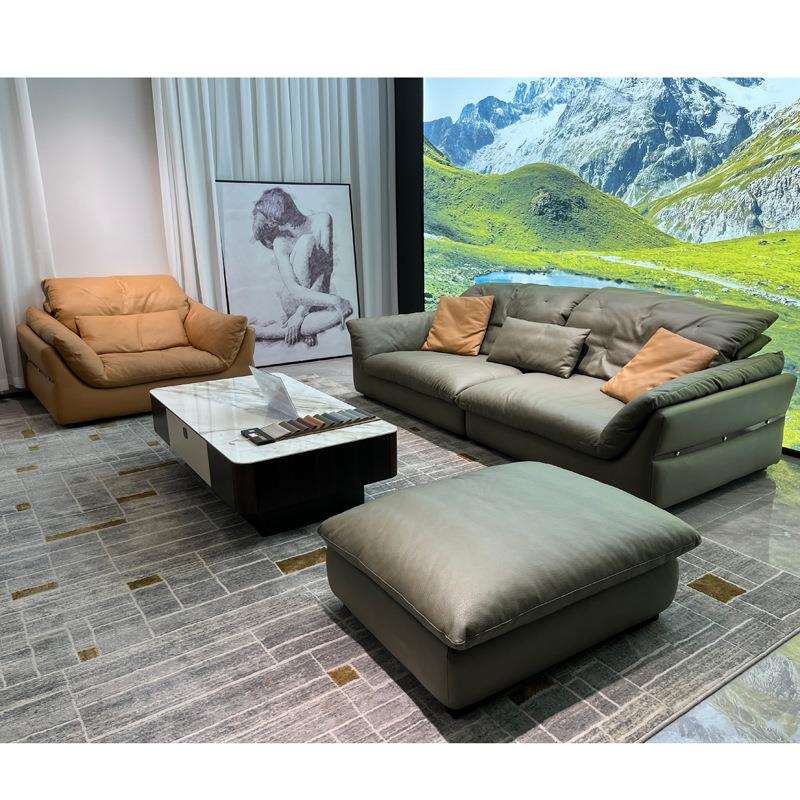 北欧现代简约沙发羽绒填充全实木沙发组合小户型客厅家具科技布