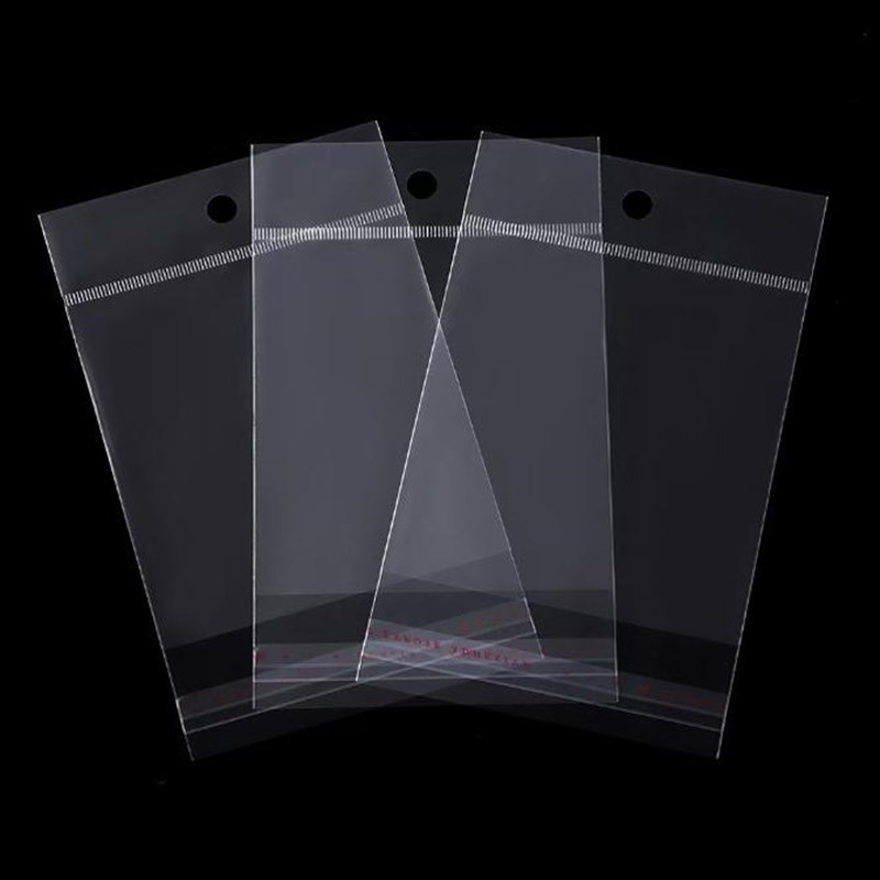 现货包邮cOPP不干胶透明自粘袋饰品袋白色透明卡头挂孔袋