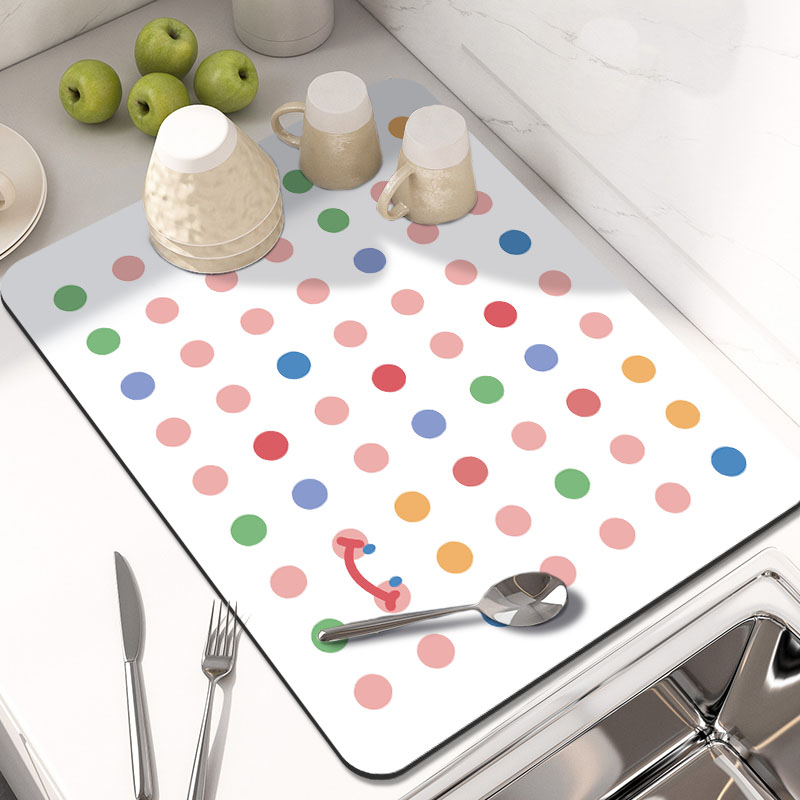 奶油风厨房碗筷杯子沥水垫洗手台台面垫子吧台软硅藻泥吸水隔热垫