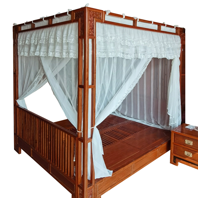 维美诗订制蚊帐家用无需支架老式款床帘防蚊中式床架子床床幔定做