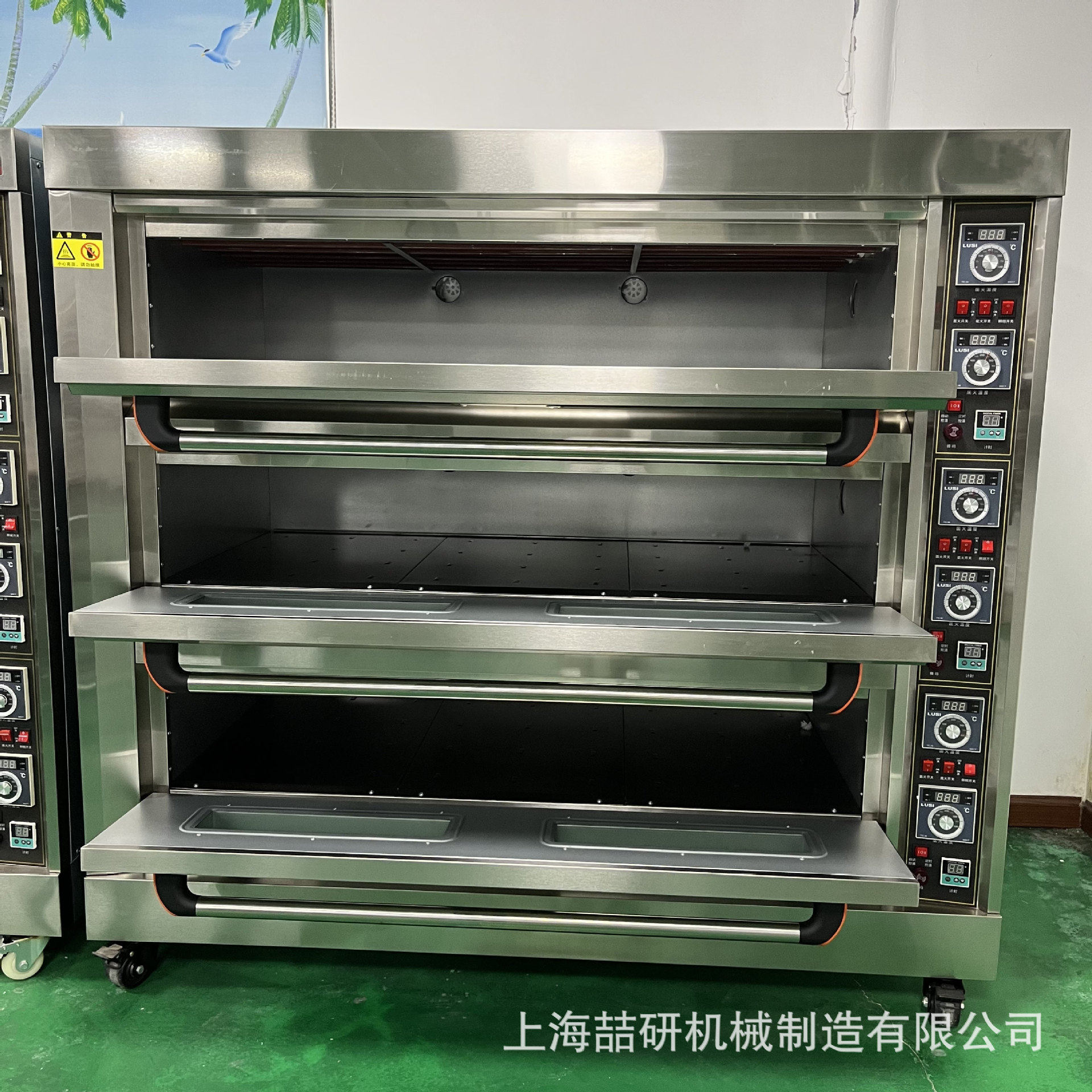 三层九盘电烤箱 商用双层钢化玻璃带计时功能烘焙机三层燃气烤箱