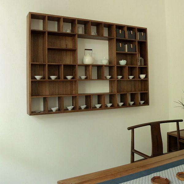 黑胡桃格子架墙面老榆木置物架组合茶家具多功能多宝格瓷器搁架,家居饰品,壁饰,淘宝优惠券,粉丝福利购,淘宝优惠卷