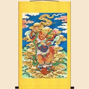 王灵官护法神将图 明清古画版水陆画 复古卷轴挂画 绢布装饰画