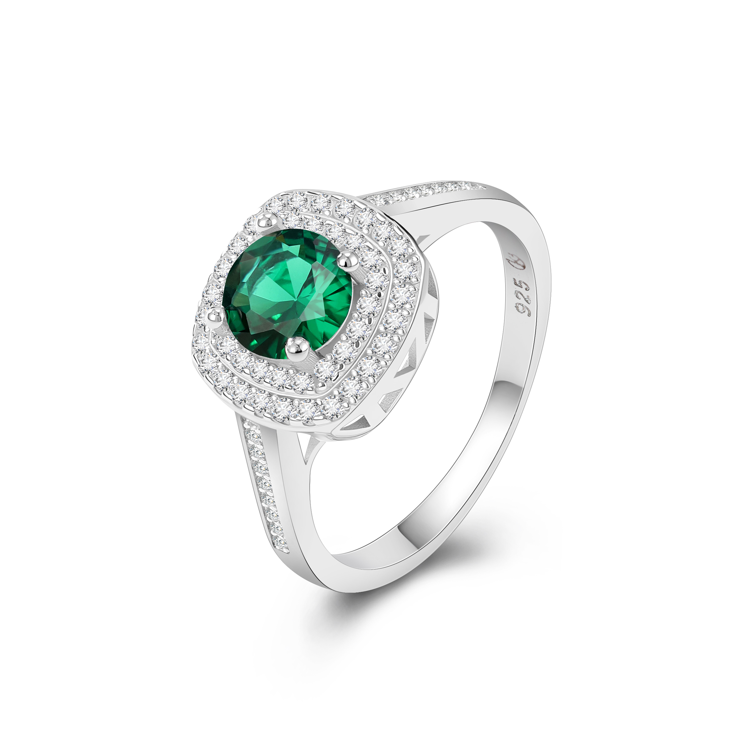 S925银绿色方糖戒指女款时尚