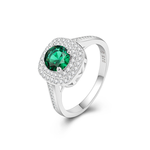 百搭 锆石指环简约KAANJEWELRY经典 S925银绿色宝石戒指女款 时尚