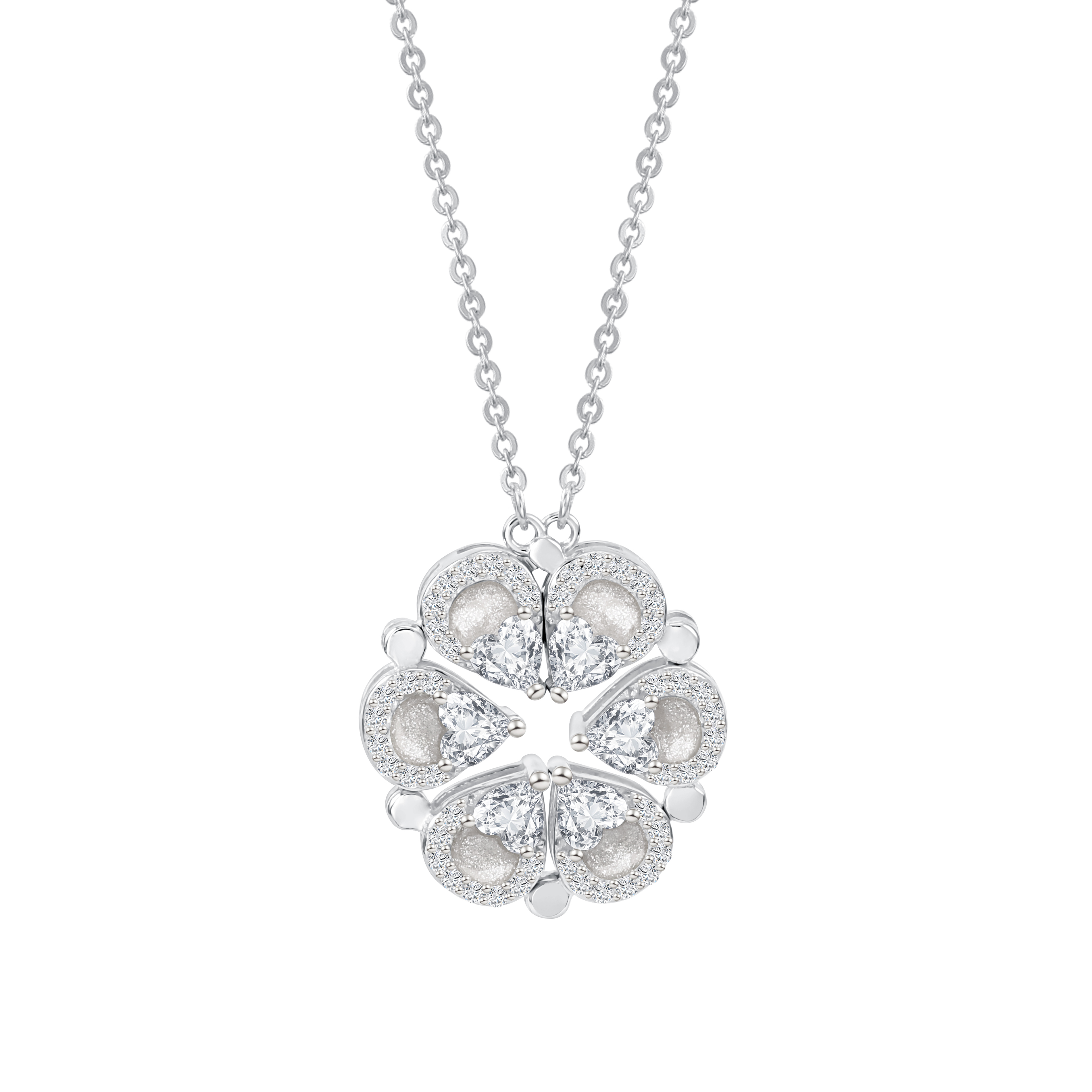 KaanjewelryS925银花朵项链磁吸一饰两戴锁骨链优雅毛衣链女