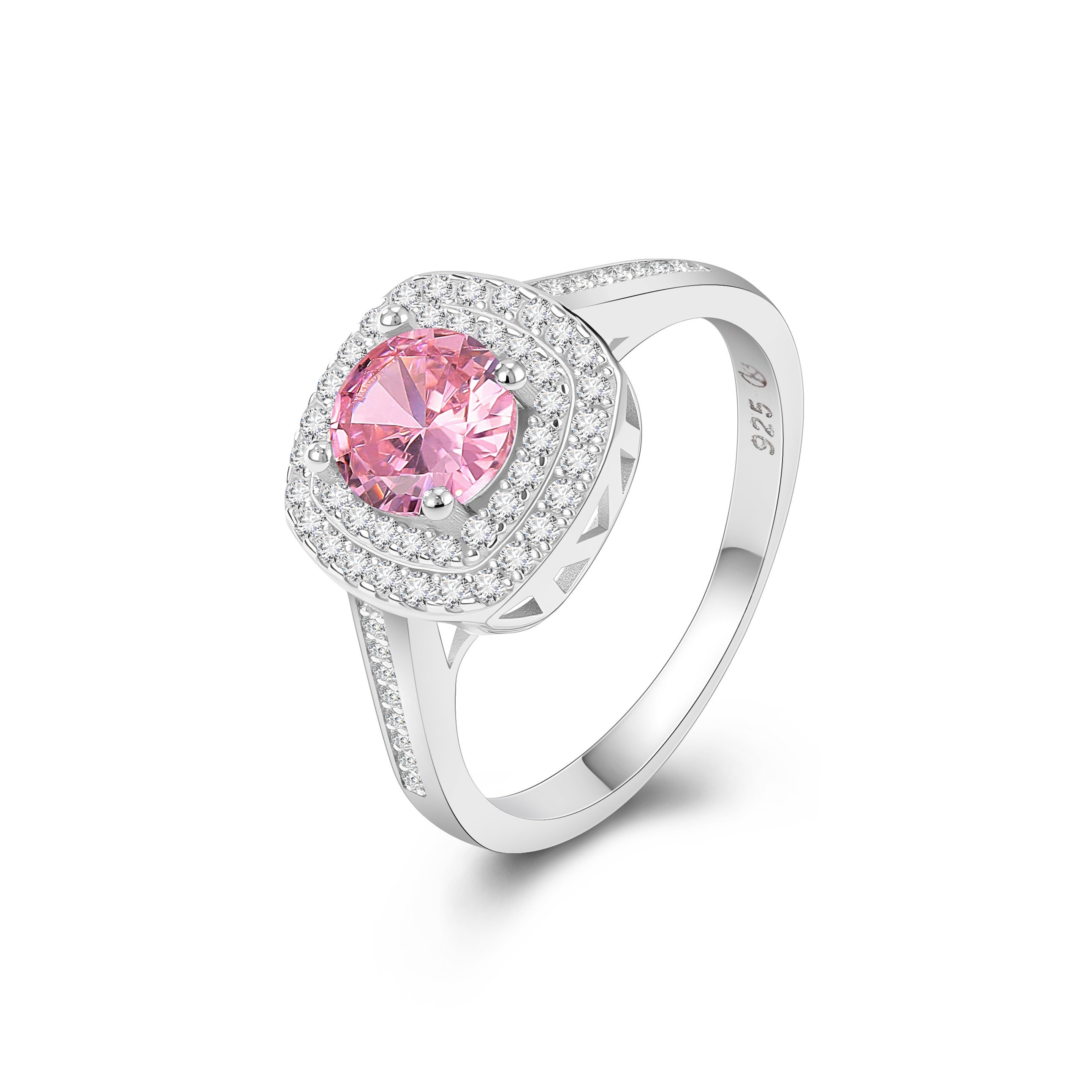 S925银粉钻戒指女款方形锆石指环简约中性KAANJEWELRY经典百搭