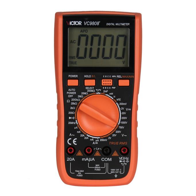胜利VC9808+ 数字万用表 数字多用表 频率温度电感 数显表
