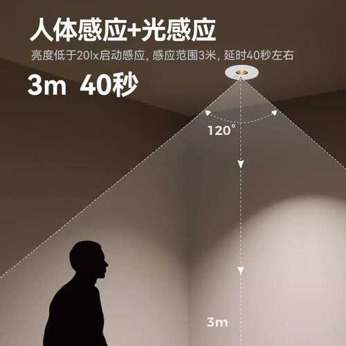 感应射灯智能嵌入式防眩人体感应酒店别墅走廊玄led筒射灯