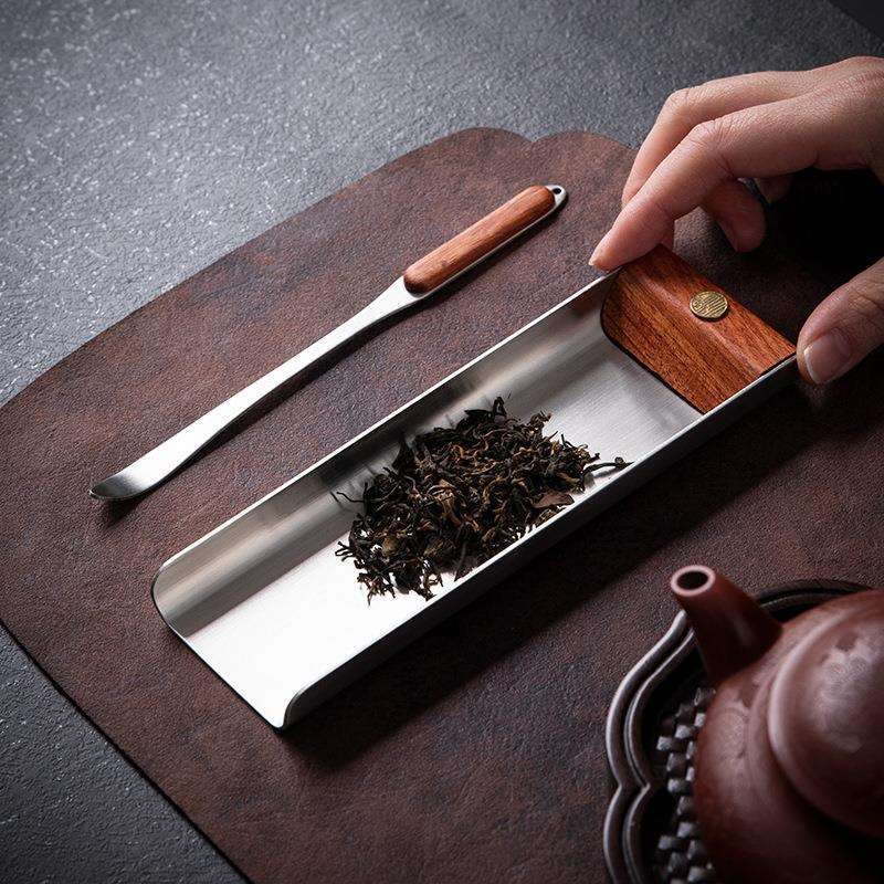 花梨木铜制茶则家用高端茶勺茶艺赏茶荷茶铲茶具配件茶拔醒茶器